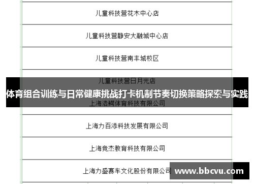 体育组合训练与日常健康挑战打卡机制节奏切换策略探索与实践